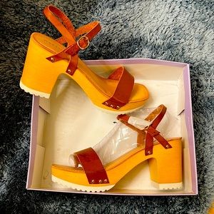 New! Cognac Madden girl clog sandal.